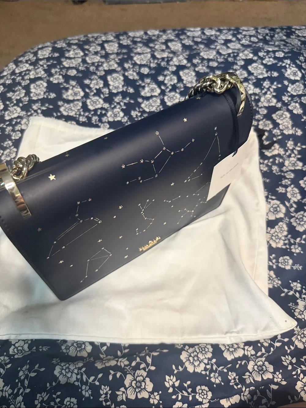 kate spade navy constellation shoulder bag with gold chain